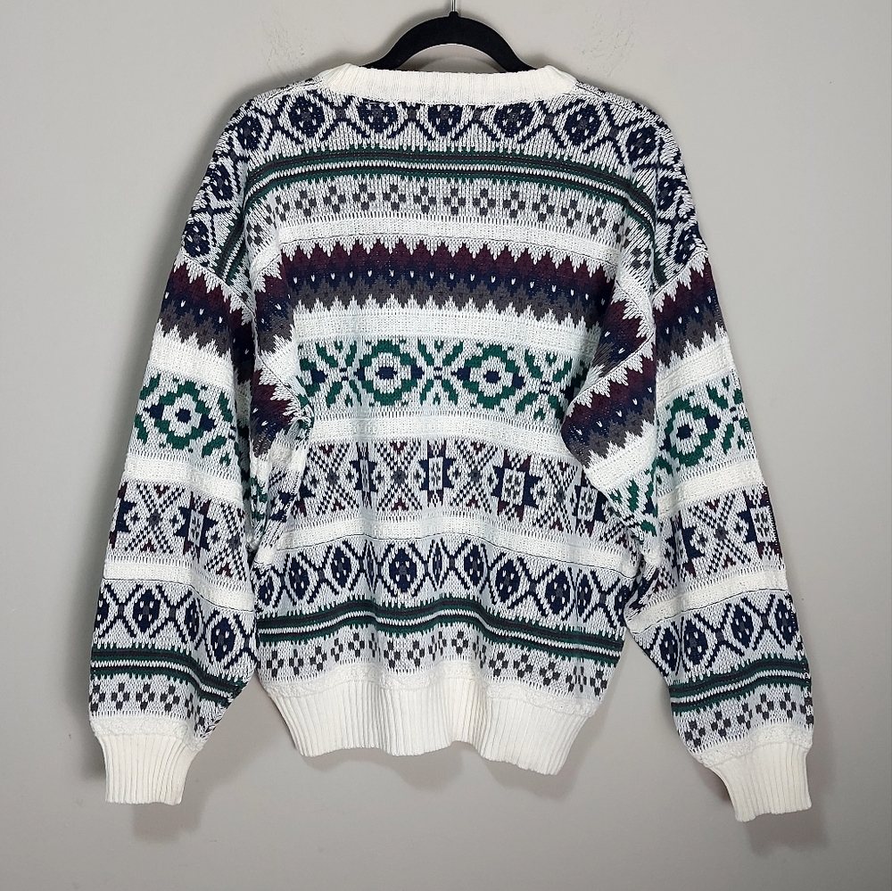 Vintage Dad Sweater Unisex Large Fair Isle Cottagecore Academia 80's Pullover - Picture 2 of 8